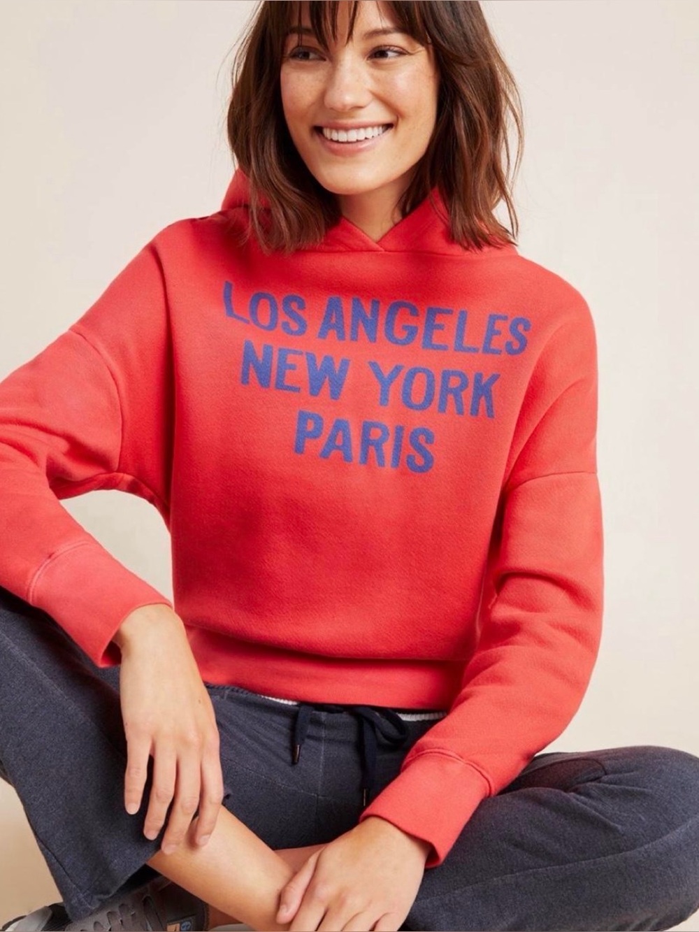 Sundry Anthropologie Red Cities Hoodie